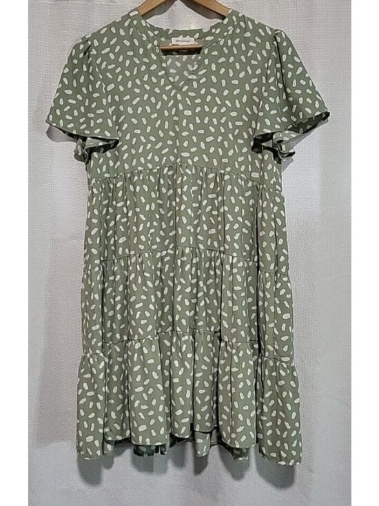 mittoshop Dresses & Skirts - Mittoshop Sage Green Babydoll Dress Cottagecore Prairie Boho Flowy Mini Size M